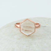 Morganite Ring - 10mm Hexagon Shape Gemstone - Handmade Ring - 925 Silver - Modern Jewelry - Gift for Young Girls - Jewelry for The Brides