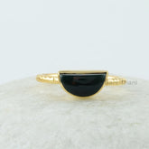 Bloodstone Ring - Sterling Silver - Bloodstone Half Moon Gemstone Ring- Gold Plated - Fashion Jewelry - Gift For Student - Jewelry For Lover