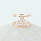 Morganite Ring - 925 Silver - Handmade Ring - Double Band Ring - Rose Gold Plated - Gemstone Jewelry - Jewelry For Lover - Gift For Healing