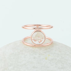 Morganite Ring - 925 Silver - Handmade Ring - Double Band Ring - Rose Gold Plated - Gemstone Jewelry - Jewelry For Lover - Gift For Healing