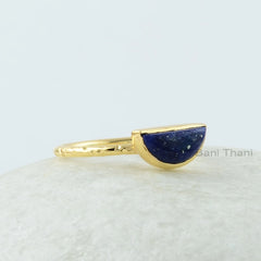 Lapis Lazuli Ring - 925 Sterling Silver - Handmade Ring - Half Moon Ring - Custom Jewelry - Jewelry For Best Friend - Gift For New Beginning