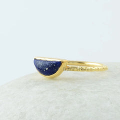 Lapis Lazuli Ring - 925 Sterling Silver - Handmade Ring - Half Moon Ring - Custom Jewelry - Jewelry For Best Friend - Gift For New Beginning