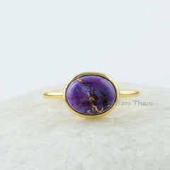 Purple Turquoise Ring - Sterling Silver - Oval Gemstone Ring - Gold Plated Ring - Statement Jewelry - Jewelry For Writer - Gift For Lady