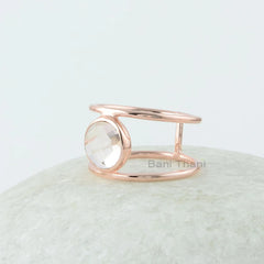Morganite Ring - 925 Silver - Handmade Ring - Double Band Ring - Rose Gold Plated - Gemstone Jewelry - Jewelry For Lover - Gift For Healing
