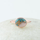 Pink Opal Ring - Rose Gold Plated - 8x10mm Gemstone - Pure Sterling Silver - Man Made Jewelry - Jewelry For Young Mom - Coper Turquoise Ring