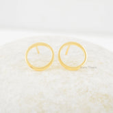 Circle Stud Earrings, 9mm Modern Silver Earrings Studs, Handmade Circle Studs, Gold Plated Earrings, Everyday Women Earrings, Disc Earrings