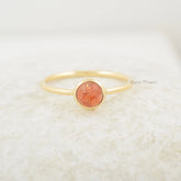 Sunstone Ring - Pure Silver - 5mm Handcrafted Ring - Gold Plated Ring - Natural Stone Jewelry - Jewelry For Graduate - Gift For Young Girls