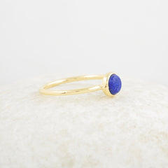 Lapis Lazuli Ring - 925 Sterling Silver - 5mm Gemstone Ring - Gold Plated Jewelry - Elegant Jewelry - Jewelry For Healing - Gift For Family