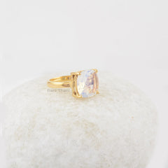 Opalite Ring - Handmade Ring - 925 Silver - Modern Jewelry - 12mm Cushion - Gift for Young Girls - Jewelry For The Bride - Gift for Writer