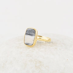Zebra Jasper Ring - Gemstone Gold Plated Ring - Solid 925 Sterling Silver Ring - Jasper Ring for Women - Gift For Bridesmaids - Gift for Him