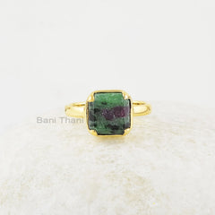 Zoisite Ring, Ruby Zoisite 9x9mm Square Shape Gemstone Ring, 925 Sterling Silver Multi Color Ring, Handmade Silver Jewery For Women