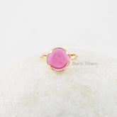 Pink Tourmaline Ring - 12mm Round Gemstone Ring - Gold Plated Ring - 925 Solid Silver Ring - Statement Ring - Ring for Women - Gift for Her