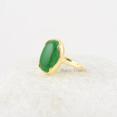 Green Aventurine Ring - Solid Silver - Gold Plated Ring - Prong Set - Semi Precious Jewelry - Jewelry For Sister - Gift For Graduate