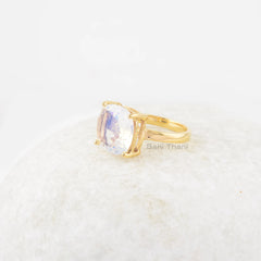 Opalite Ring - Handmade Ring - 925 Silver - Modern Jewelry - 12mm Cushion - Gift for Young Girls - Jewelry For The Bride - Gift for Writer