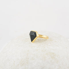 Bloodstone 11x13mm Diamond Shape Gemstone Silver Ring, Gold Plated Bezel Set Ring, Bloodstone Silver Ring Jewelry, Gift For Women & Girl