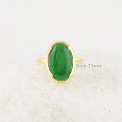Green Aventurine Ring - Solid Silver - Gold Plated Ring - Prong Set - Semi Precious Jewelry - Jewelry For Sister - Gift For Graduate
