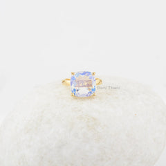 Opalite Ring - Handmade Ring - 925 Silver - Modern Jewelry - 12mm Cushion - Gift for Young Girls - Jewelry For The Bride - Gift for Writer