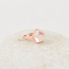 Morganite Ring - Sterling Silver - Gemstone Ring - 11mm Step Cut Star Gemstone - Personalized Jewelry - Jewelry for Mom - Gift for Birthday