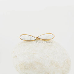 White Howlite Earrings, White Howlite 8x25mm Pear Shape Gold Plated Silver Gemstone Earrings, Elegant Long Drop Hook Earrings For Girls