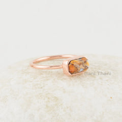 Mohave Oyster Ring - 925 Sterling Silver - 5x9mm Gemstone Ring - Rose Gold Plated - Trendy Jewelry - Jewelry For Student - Gift For Girls