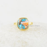 Oyster Turquoise Ring - 925 Solid Silver - Handmade Ring - 10mm Oyster Copper Turquoise - Gemstone Jewelry - Jewelry for Date - Gift for Her