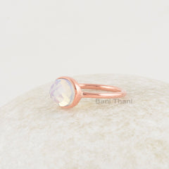 Engagement Ring - Opalite Quartz Gemstone Ring - 8x10mm Oval Ring - Rose Gold Plated Ring - 925 Solid Silver - Gift for Her - Womens Jewelry