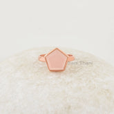 Elegant Pink Chalcedony 11mm Star Shape Gemstone Ring, Rose Gold Sterling Silver Handmade Bezel Ring, Statement Ring, Bohemian Silver Rings