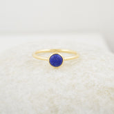 Lapis Lazuli Ring - 925 Sterling Silver - 5mm Gemstone Ring - Gold Plated Jewelry - Elegant Jewelry - Jewelry For Healing - Gift For Family