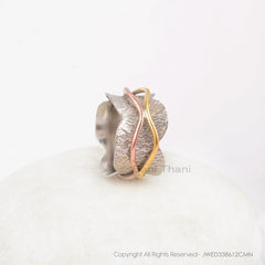 Boho Handmade Ring - 925 Silver - Rose Gold Plated Spinner Ring - Waves Band - Jewelry Manufacturer - Gift For Her - Jewelry For Healing