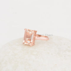 Morganite Gemstone Ring - 8x12mm Rectangle - Rose Gold Ring - Handcafted Ring - Jewelry For Women - Statement Ring - 925 Solid Silver Ring