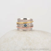 Labradorite Spin Band Ring - Handmade Boho Ring - 925 Silver - Anxiety Ring - Matching Jewelry - Jewelry For Bride - Gift For Young Girls