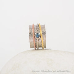 Labradorite Spin Band Ring - Handmade Boho Ring - 925 Silver - Anxiety Ring - Matching Jewelry - Jewelry For Bride - Gift For Young Girls