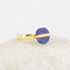 Lapis Lazuli Ring - Solid Silver - Handmade Ring - 12mm Flat Round Stone - Artisan Jewelry - Jewelry for Prom - Gift for Her - Ring for Sale