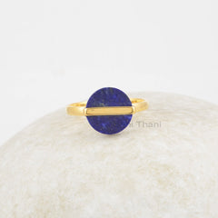 Lapis Lazuli Ring - Solid Silver - Handmade Ring - 12mm Flat Round Stone - Artisan Jewelry - Jewelry for Prom - Gift for Her - Ring for Sale