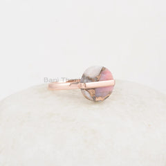 Pink Opal Ring - Natural Gemstone Ring - Silver Handmade Ring - 12mm Rose Gold Ring - Gift for niece - Jewelry for healing -Trendy Jewelry