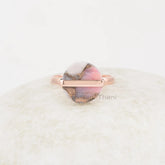 Pink Opal Ring - Natural Gemstone Ring - Silver Handmade Ring - 12mm Rose Gold Ring - Gift for niece - Jewelry for healing -Trendy Jewelry