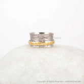 Textured Thumb Ring - 925 Sterling Silver - Rose Gold Plated Spinner Ring - Elegant Jewelry - Gift For Birthday - Jewelry For Bride