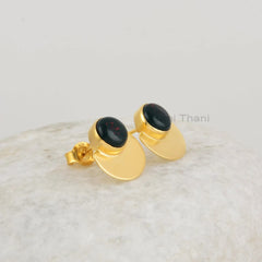 Bloodstone Stud Earrings - Pure Silver - Handcrafted Studs - 7mm RounfBestseller Jewelry - Gift For Grandma - Jewelry For Strength