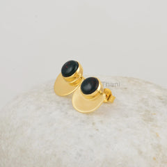 Bloodstone Stud Earrings - Pure Silver - Handcrafted Studs - 7mm RounfBestseller Jewelry - Gift For Grandma - Jewelry For Strength