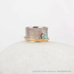 Boho Spinner Rings - 925 Solid Silver Ring - Anxiety Ring - Gemstone Spinner Ring - Amazonite Ring - Gift For Her - Jewelry For Inspiration