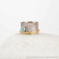 Boho Spinner Rings - 925 Solid Silver Ring - Anxiety Ring - Gemstone Spinner Ring - Amazonite Ring - Gift For Her - Jewelry For Inspiration