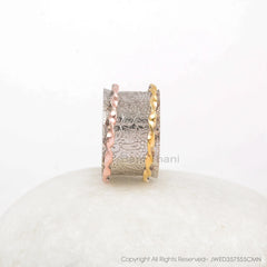Two Tone Spinner Ring - Solid Silver - Gold Plated Spinner Ring - Artisan Jewelry - Gift For Grand Daughter - Jewelry For Everyday