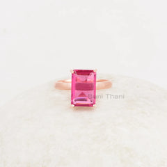 Pink Tourmaline Quartz Ring - 925 Sterling Silver - 8x12mm Rose Gold Plated - Artisan Jewelry - Jewelry for Inspiration - Gift for Birthday