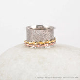 Two Tone Spinner Ring - Solid Silver - Gold Plated Spinner Ring - Artisan Jewelry - Gift For Grand Daughter - Jewelry For Everyday
