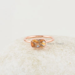 Mohave Oyster Ring - 925 Sterling Silver - 5x9mm Gemstone Ring - Rose Gold Plated - Trendy Jewelry - Jewelry For Student - Gift For Girls