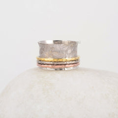 Multi Band Spinner Ring - 925 Silver - Anxiety Ring - Handmade Spinner Ring - Fashion Jewelry - Gift For Besties - Jewelry For Sister