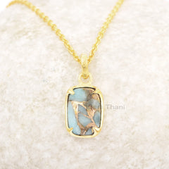 Amazonite Necklace - 925 Silver - Gold Plated Pendant Necklace - 10x14mm Cushion - High Quality Jewelry - Gift For Niece - Jewelry For Girl