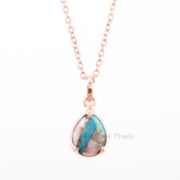 Pink Opal Turquoise Necklace - Sterling Silver - Gemstone Necklace - 10x14mm Prong Set Pear - Trend Jewelry - Gift For Her -Jewelry For Sale