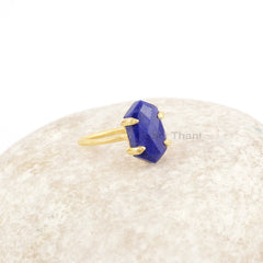 Lapis Lazuli Ring - 925 Silver - Lapis 8x15mm Hexagon Gemstone- Handmade Ring - Artisan Jewelry - Gift for Graduation - Jewelry for A Lawyer