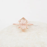 Morganite Ring - 925 Sterling Silver - Rose Gold Plated Ring - 8x15mm Hexagon - Bestseller Jewelry - Jewelry For Summer - Gift For Nurse